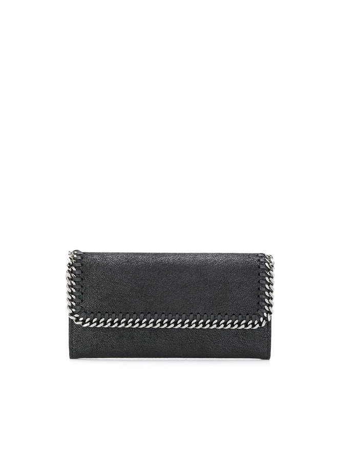 Falabella Large Flap Wallet in Black/Silver
