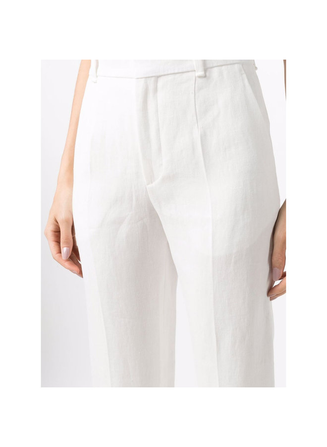 High Waisted Straight Leg Pants in White