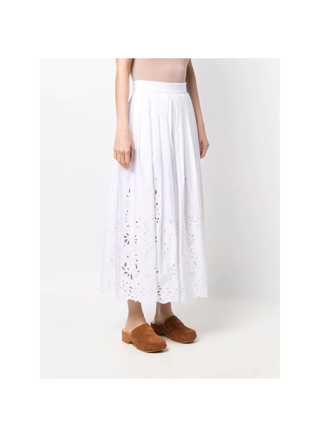 Midi Skirt with Cut Out Details in White