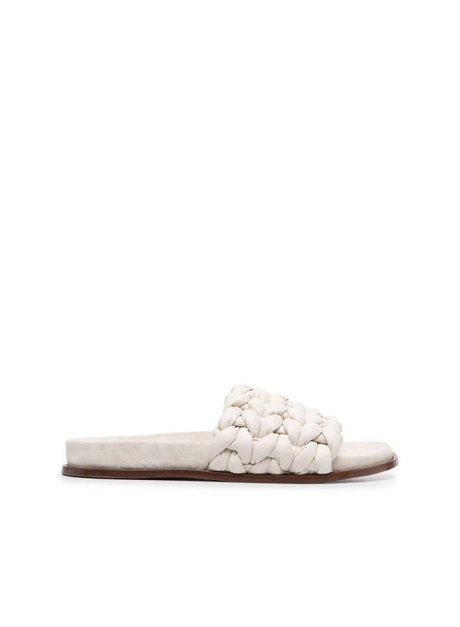 Kacey Woven Flat Mules in Off White