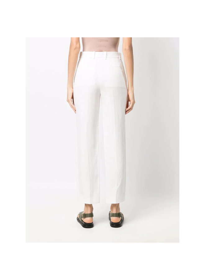 High Waisted Straight Leg Pants in White