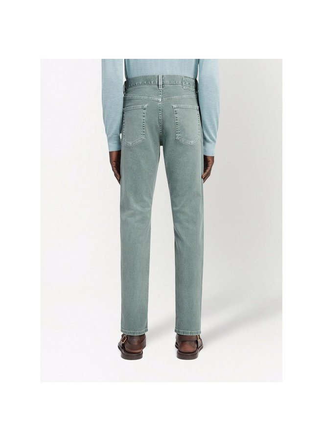 Tapered Leg Jeans in Pastel Green