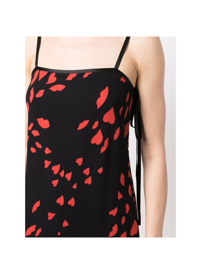 Mini Printed Dress in Black/Red