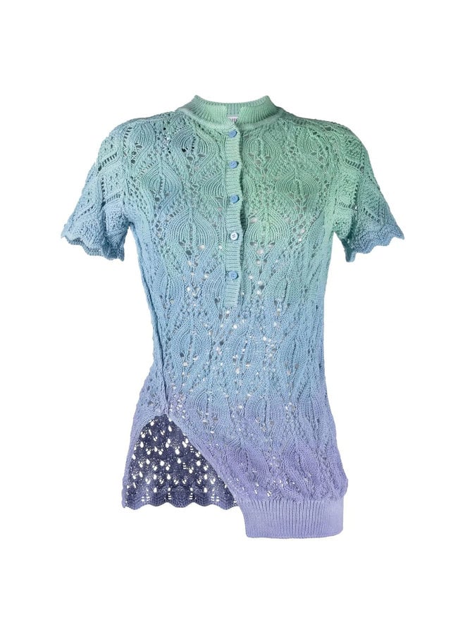 Crochet T-Shirt in Violet/Blue/Green