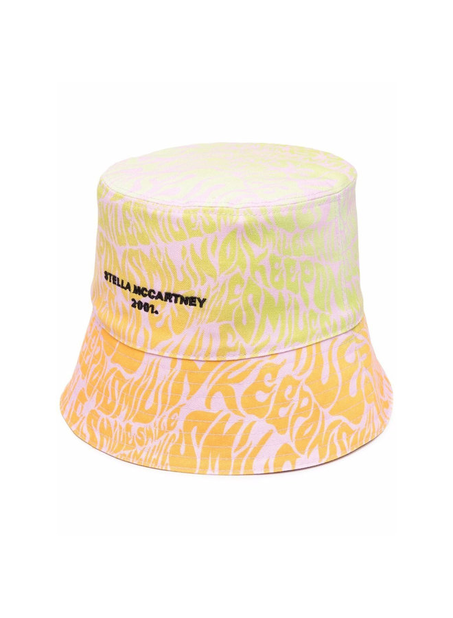 Reversible Printed Bucket Hat in Orange