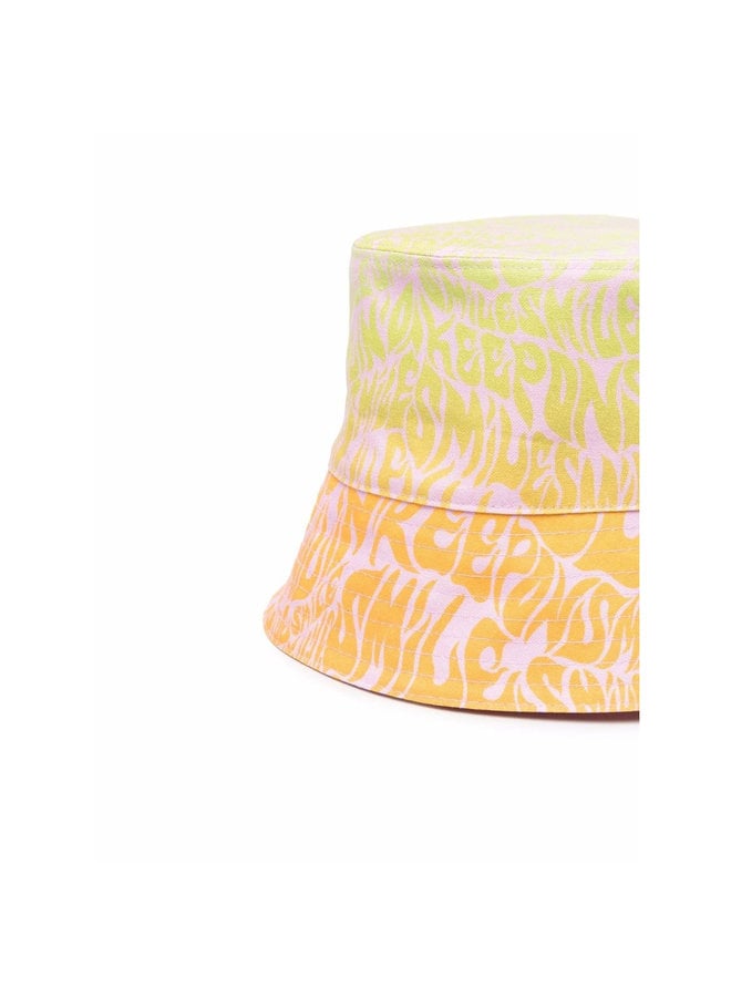 Reversible Printed Bucket Hat in Orange