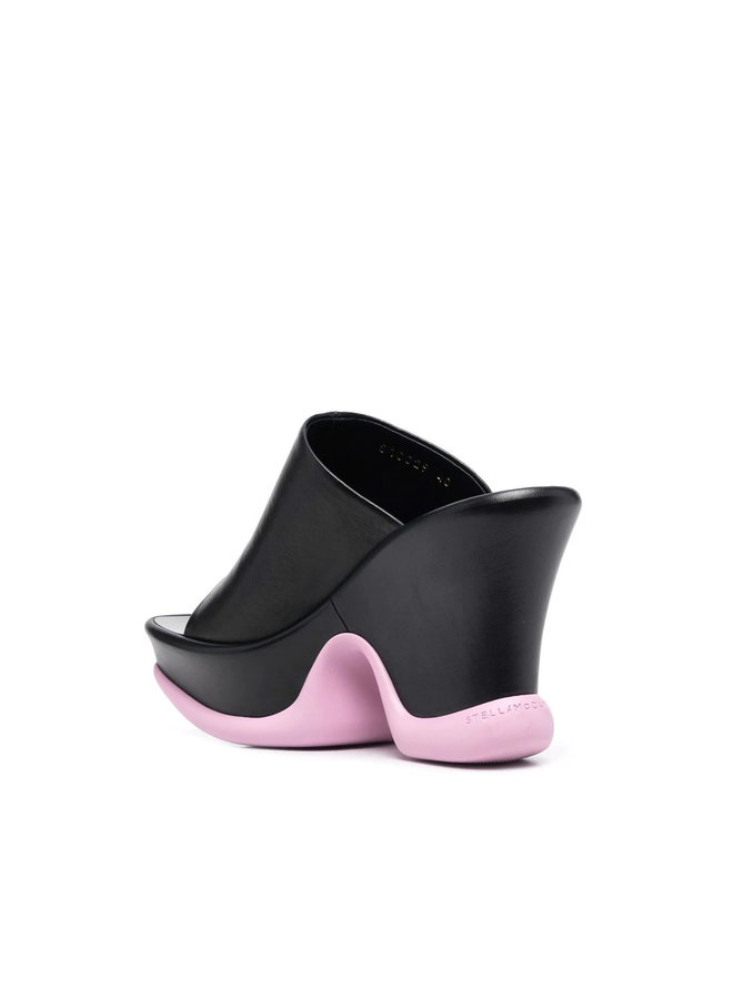 Platform Mules in Black/Pink