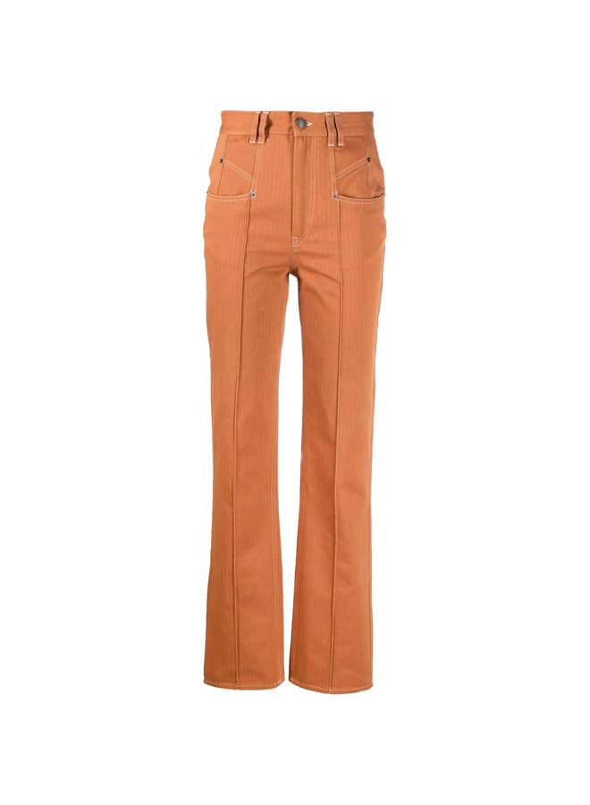 High Waisted Straight Leg Pants in Terracotta