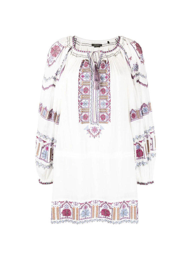 Mini Embroidered Dress in White