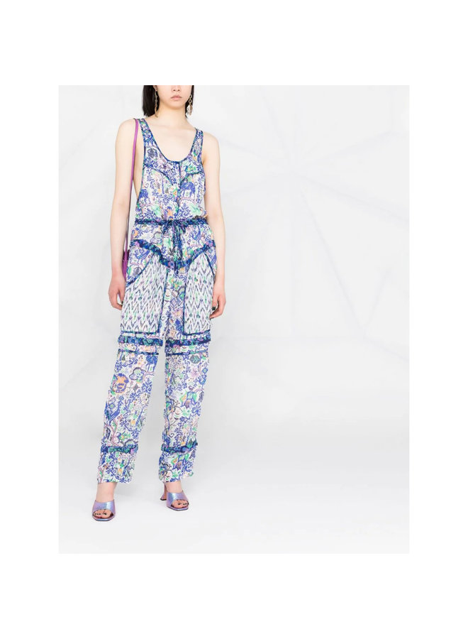 Full Length Printed Jumpsuit in Blue