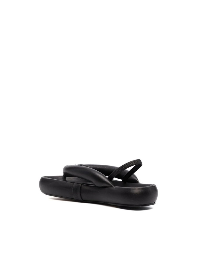 Puffy Flat Sandals in Black