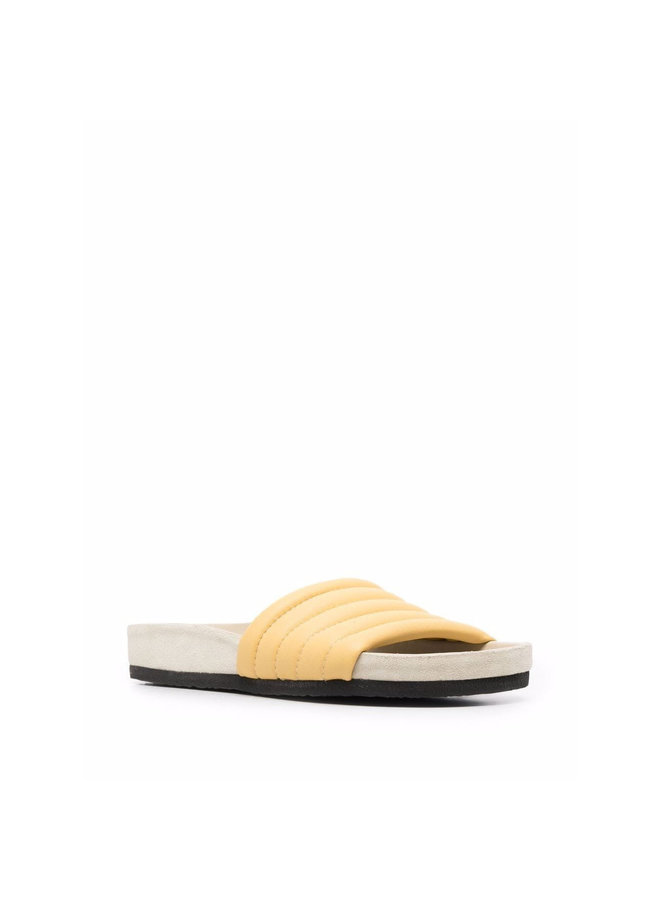 Padded Flat Slides in Light Yellow