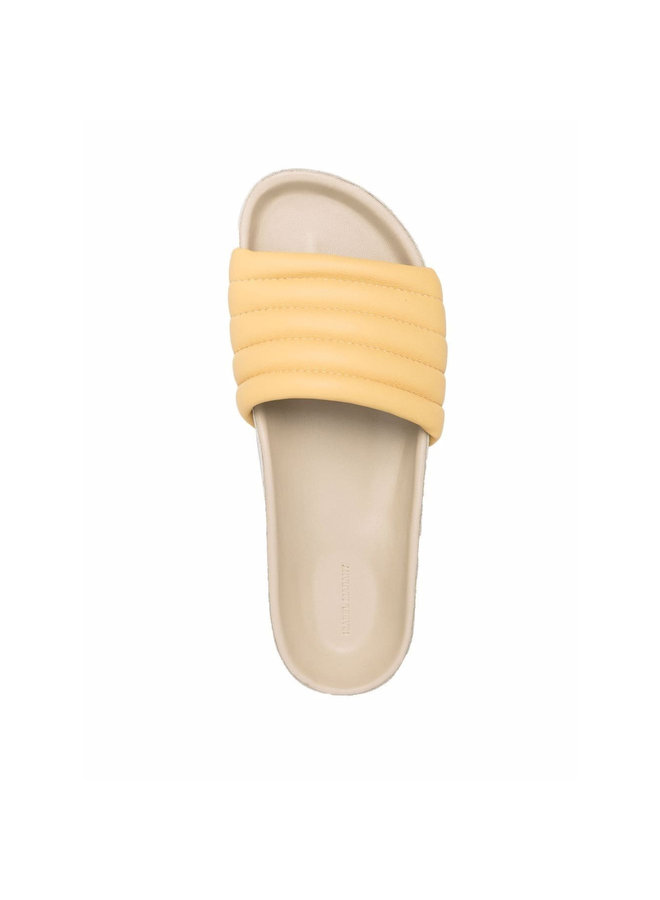 Padded Flat Slides in Light Yellow