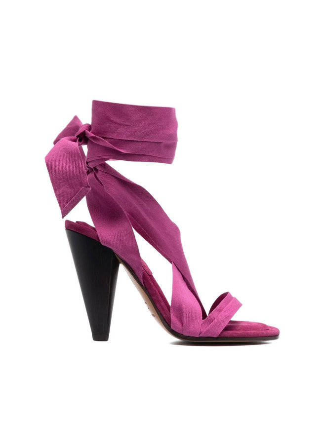 High Heel Ankle Wrap Sandals in Fuchsia