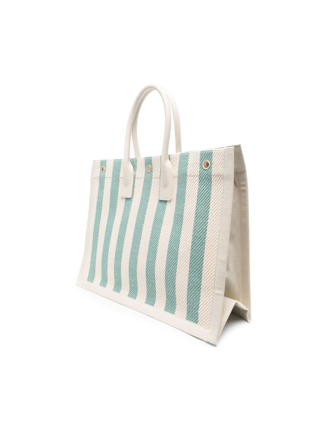 Rive Gauche Tote Bag in Acqua/White