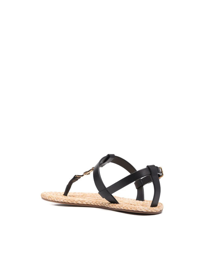 Cassandra Logo Flat Sandals in Black