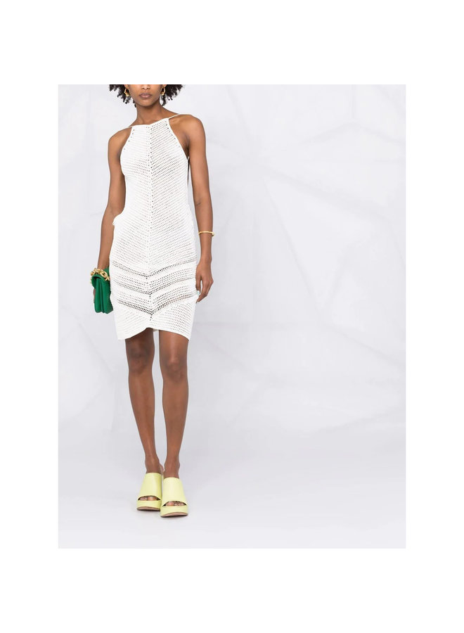 Mini Crochet Dress in Off White