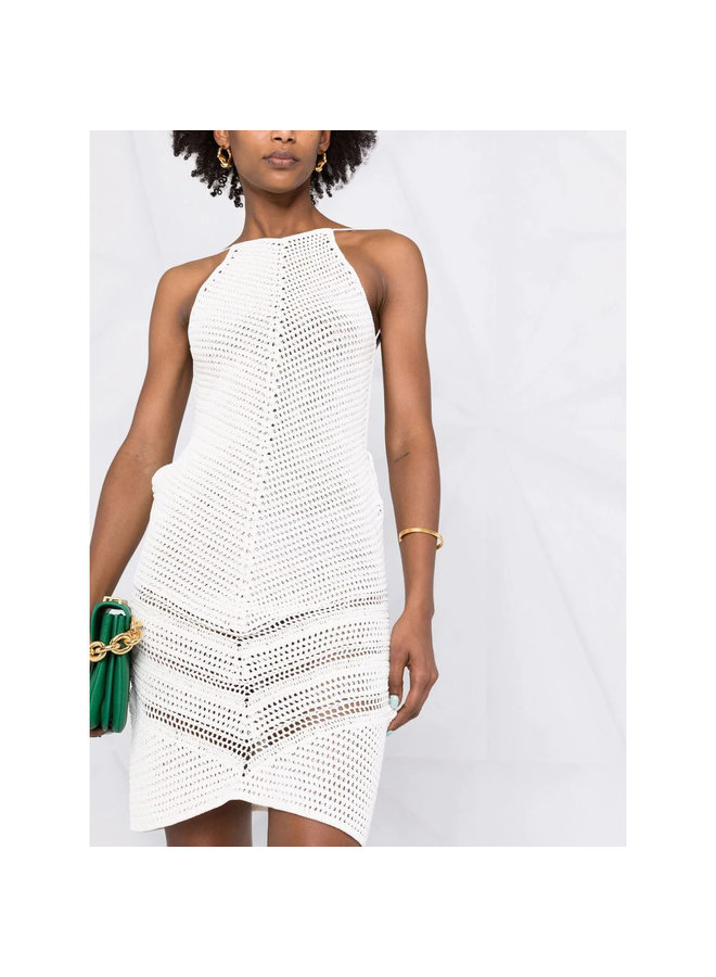 Mini Crochet Dress in Off White