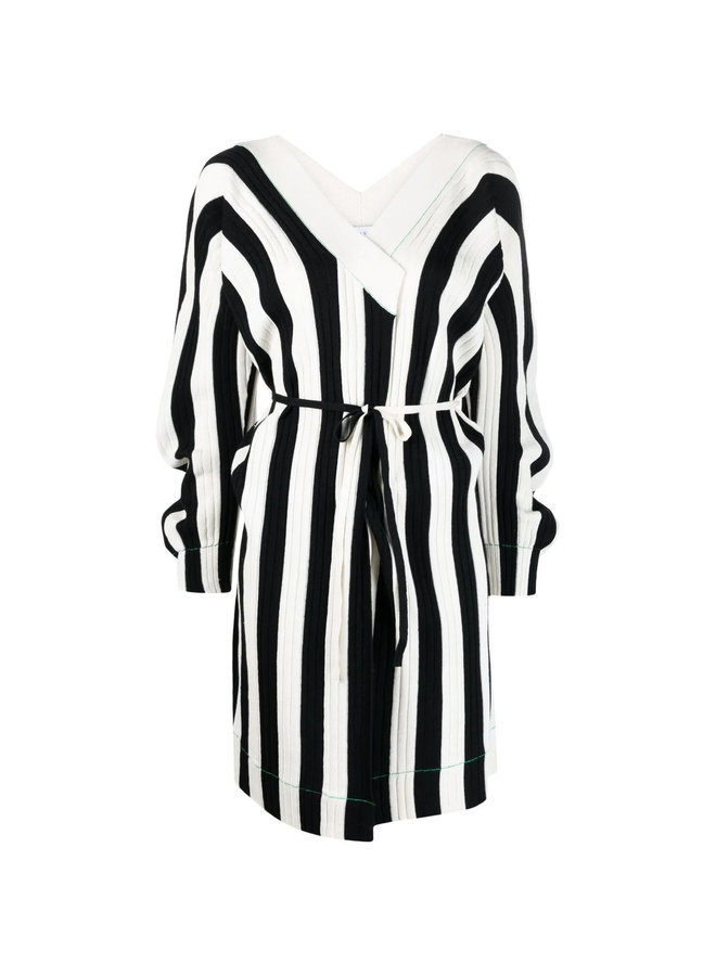 Knitted Wrap Dress in Black/White