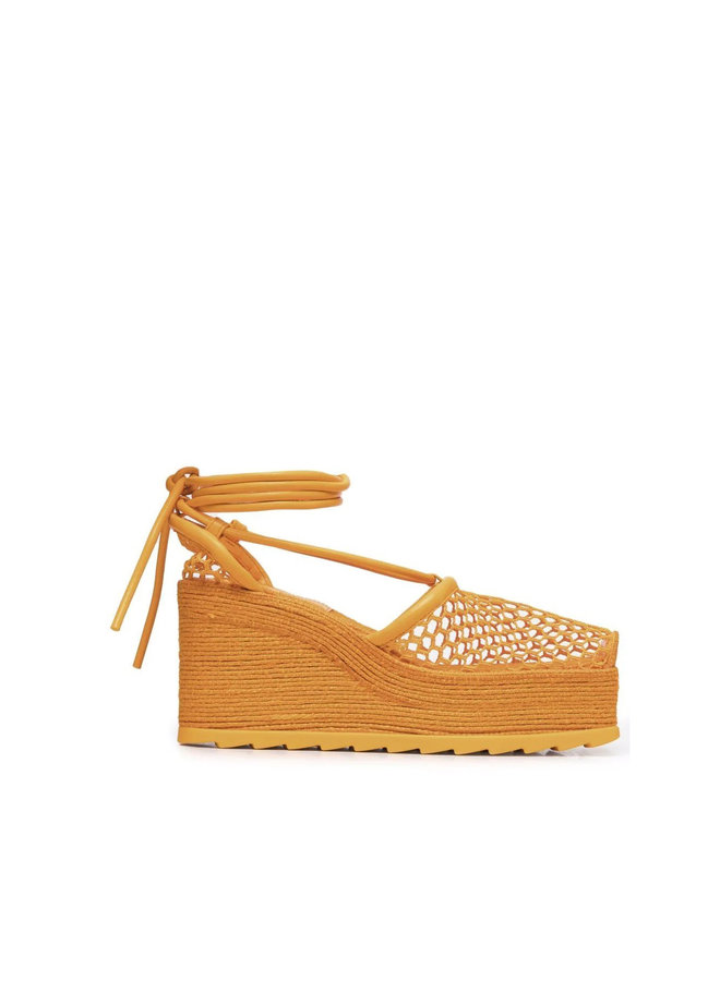 Stretch Wedge Espadrilles in Orange