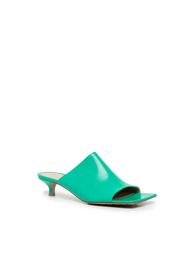 Stretch Low Heel Mules in Acid Turquise