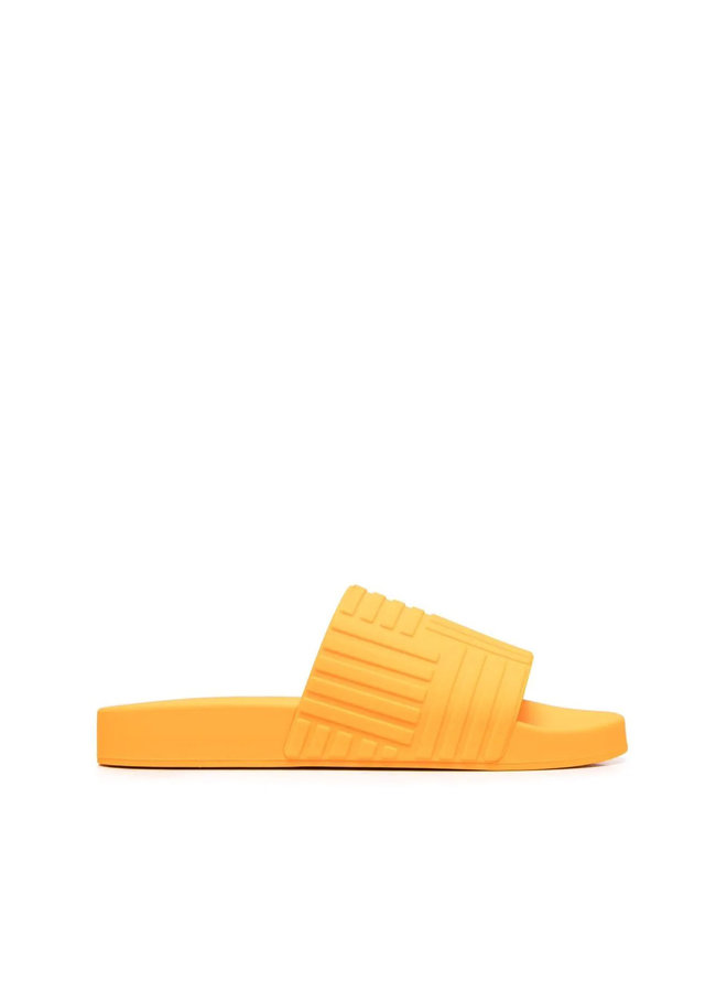 Intrecciato Flat Rubber Mules in Orange