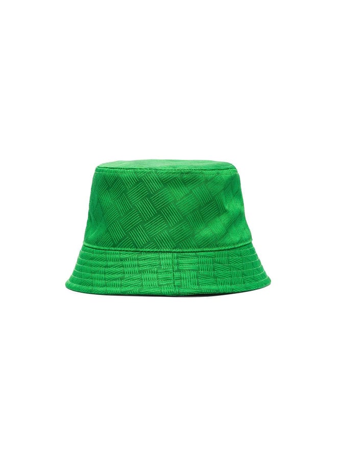 Intrecciato Print Bucket Hat in Green