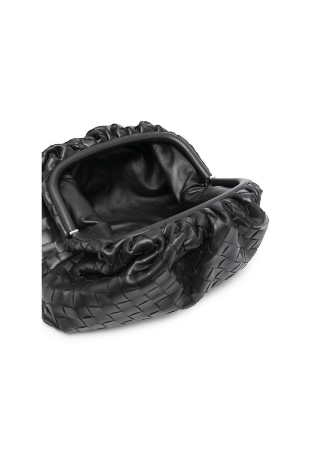 The Pouch Clutch Bag in Intreccio in Black