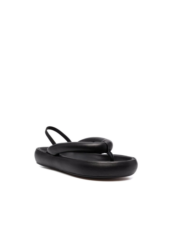 Puffy Flat Sandals in Black