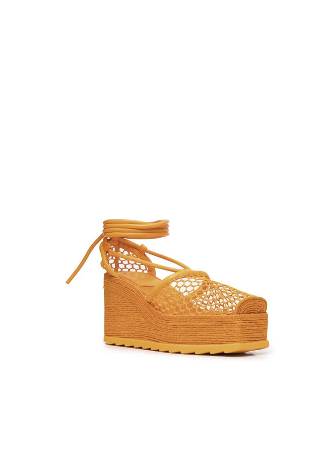 Stretch Wedge Espadrilles in Orange