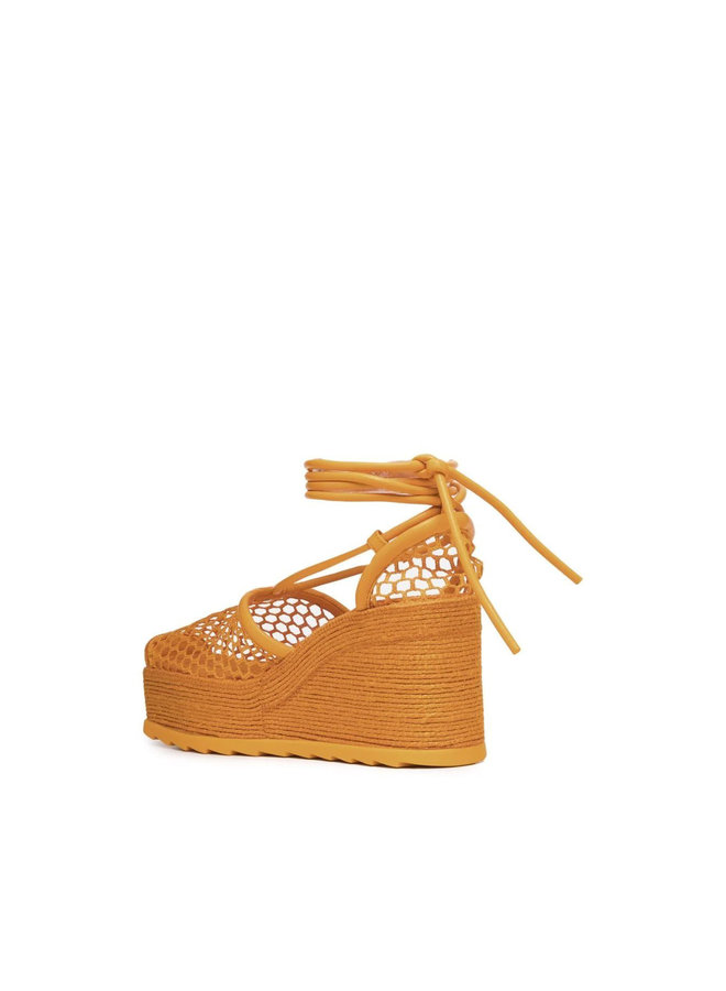 Stretch Wedge Espadrilles in Orange