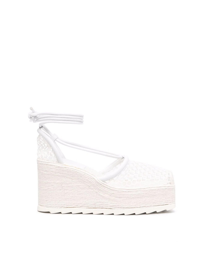 Stretch Wedge Espadrilles in White