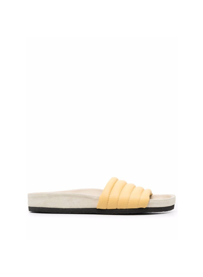 Padded Flat Slides in Light Yellow