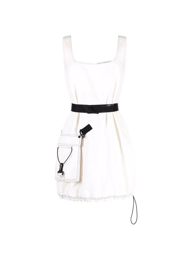 Mini Belted Dress in White