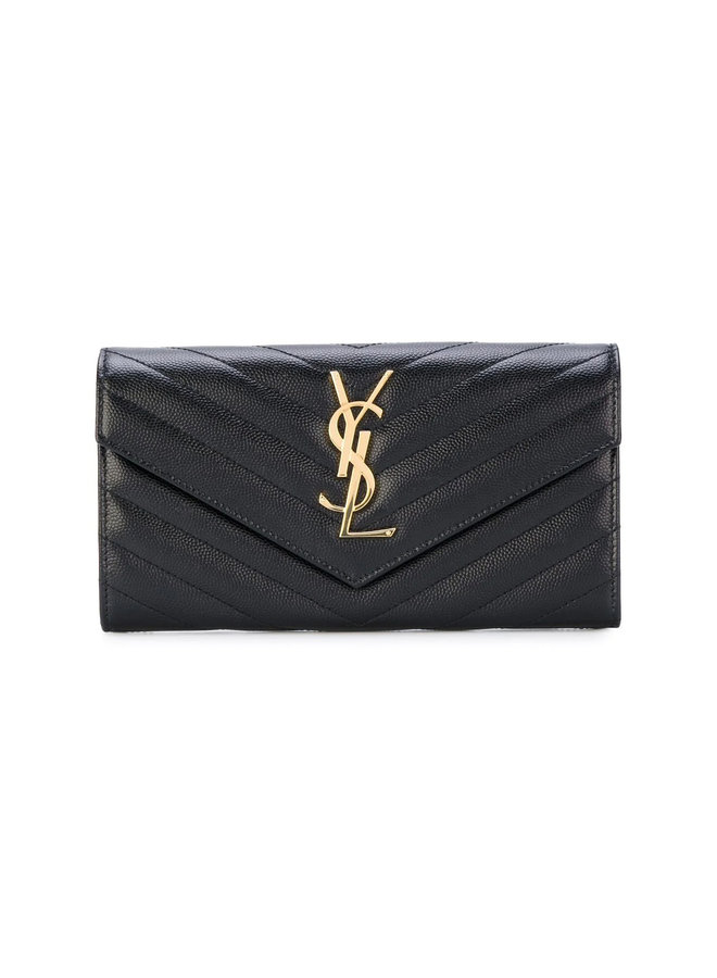 Monogram Large Flap Wallet in Black