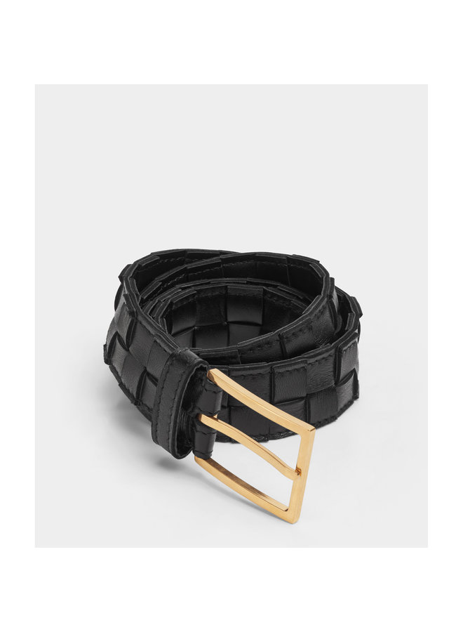 Intrecciato Buckle Belt in Black