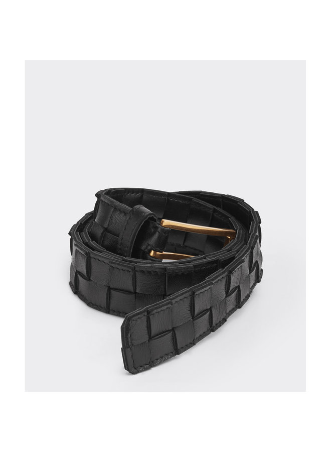 Intrecciato Buckle Belt in Black