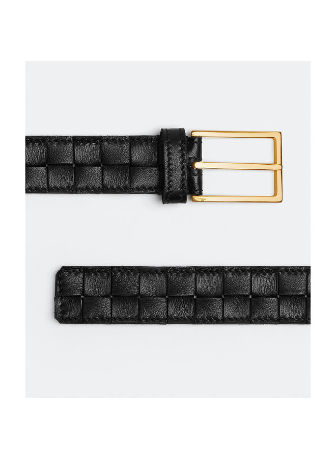 Intrecciato Buckle Belt in Black