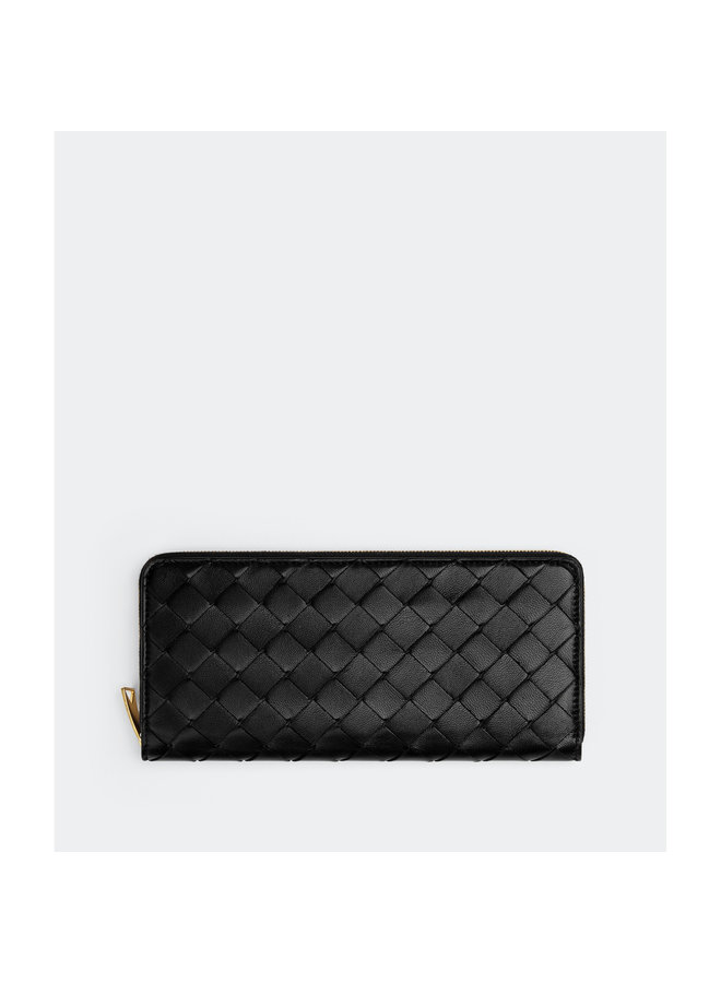 Large Zip Around Wallet in Black