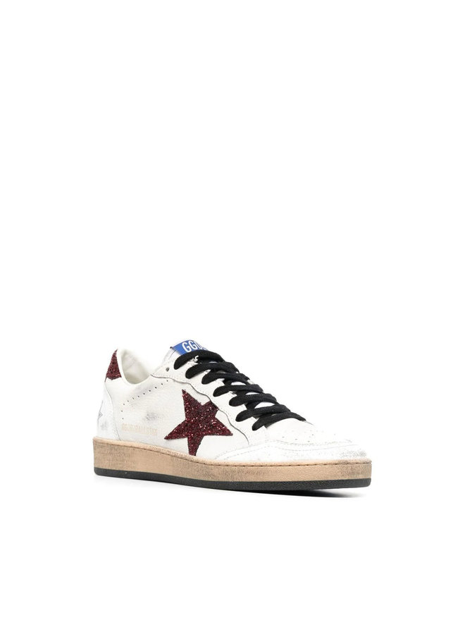 Ball Star Low Top Sneakers in White/Bordeaux