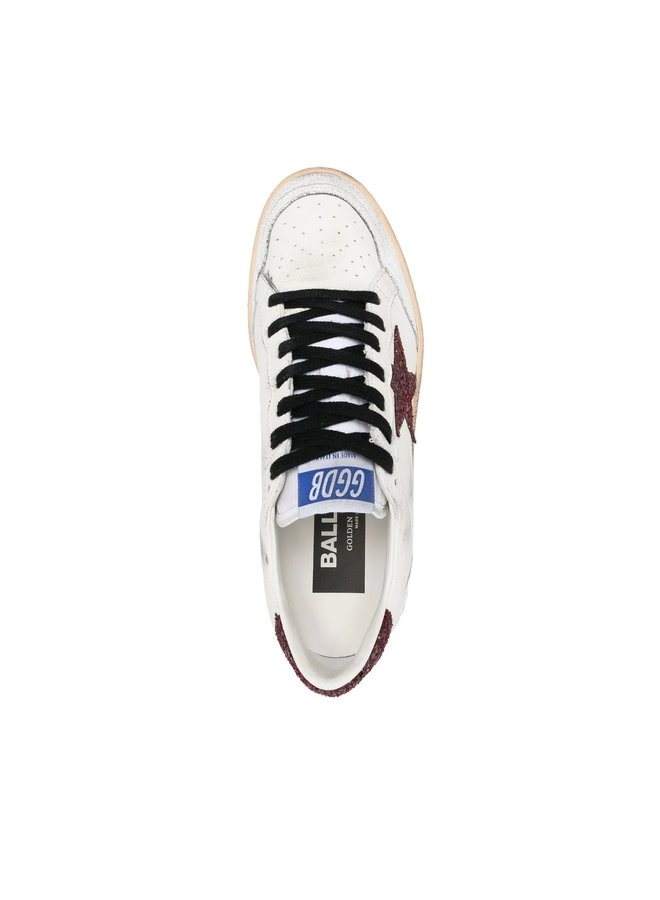 Ball Star Low Top Sneakers in White/Bordeaux