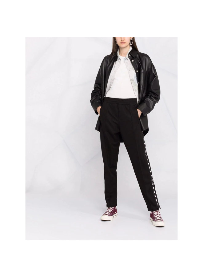 Star Print Track Pants in Black/White