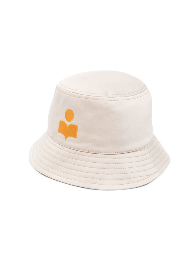 Embroidered Logo Bucket Hat in Beige