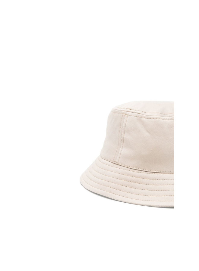 Embroidered Logo Bucket Hat in Beige