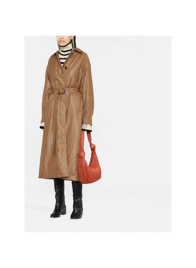 Belted Long Trench Coat in Camel