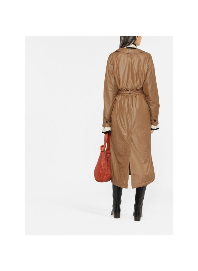Belted Long Trench Coat in Camel