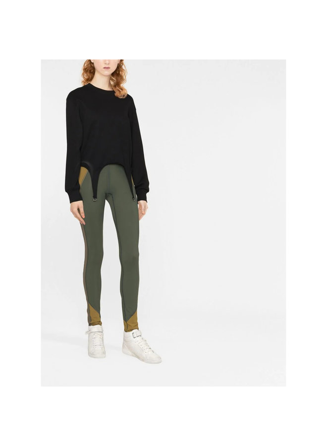 Contrasting Panel Leggings in Khaki