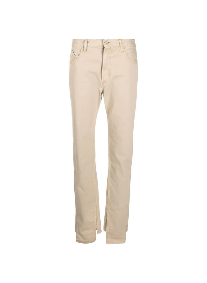 Mid Waist Straight Leg Jeans in Beige