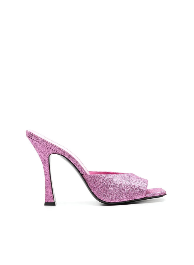 Glittered High Heel Mules in Hot Pink