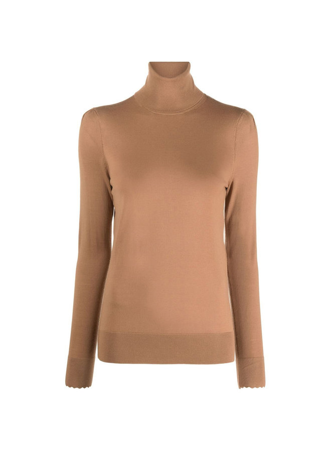 Turtleneck Knitted Top in Worn Brown
